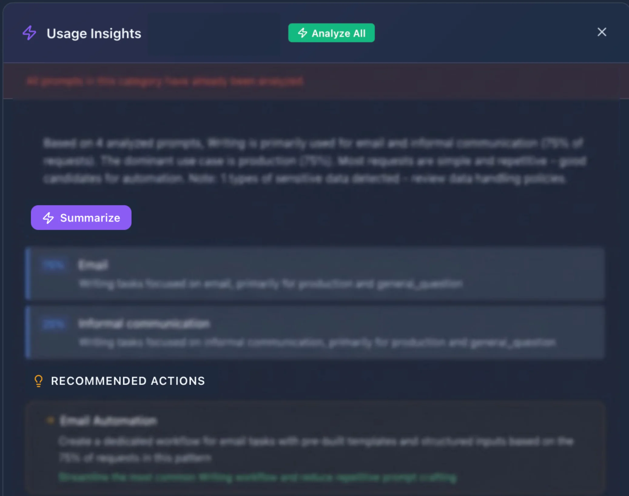 Unseen Security AI Usage Analytics - understand how AI is used